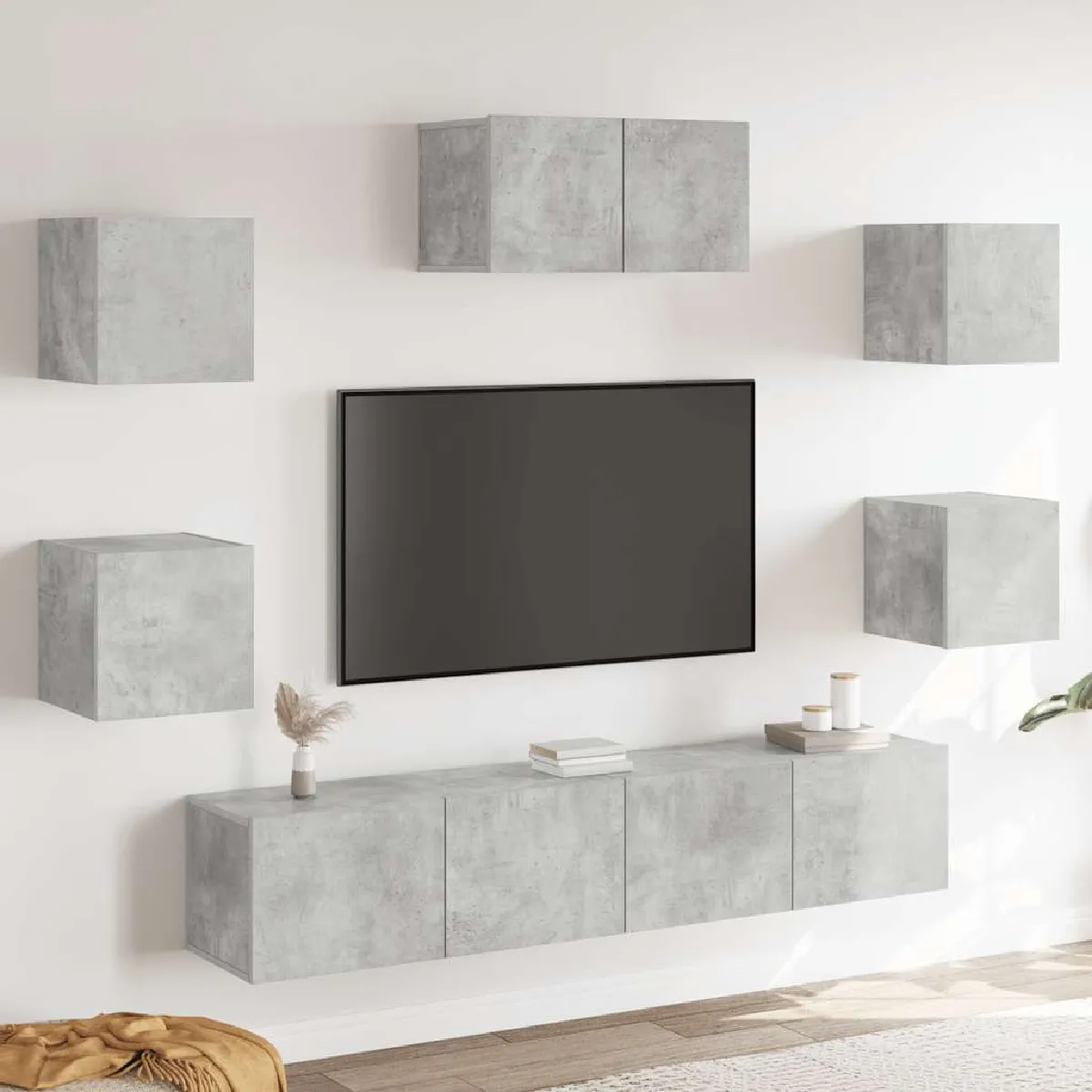 vidaXL Ensemble Meubles TV 7 pcs Béton - vue 6