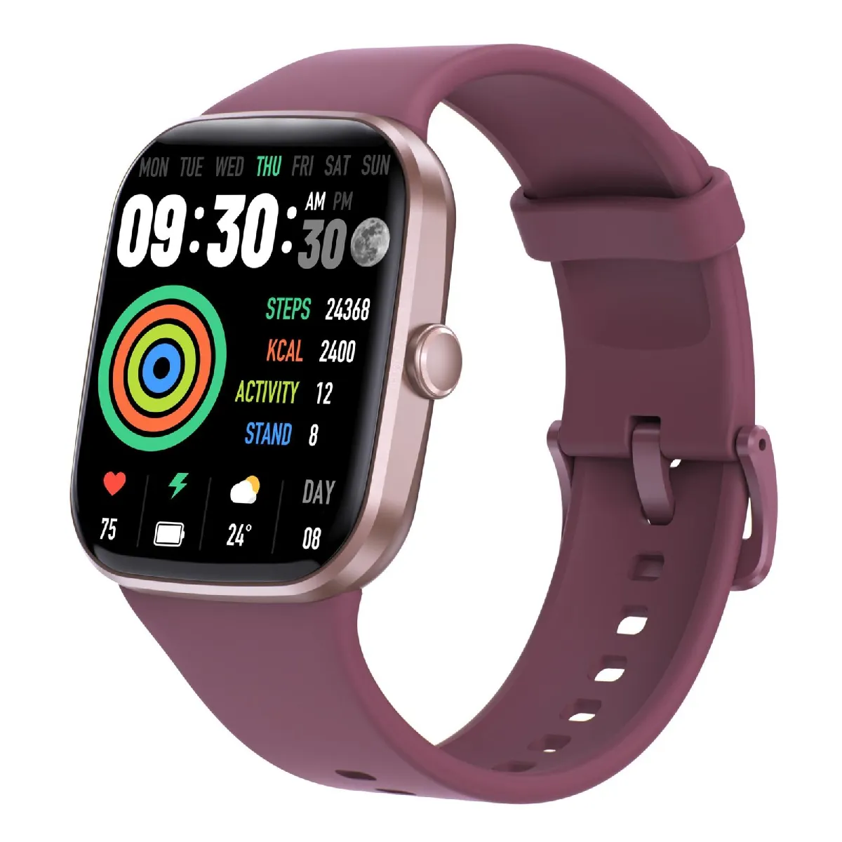 YONIS - Montre Connectée - Bluetooth - Appels - Suivi Santé - Ecran HD - Rouge - Image 2