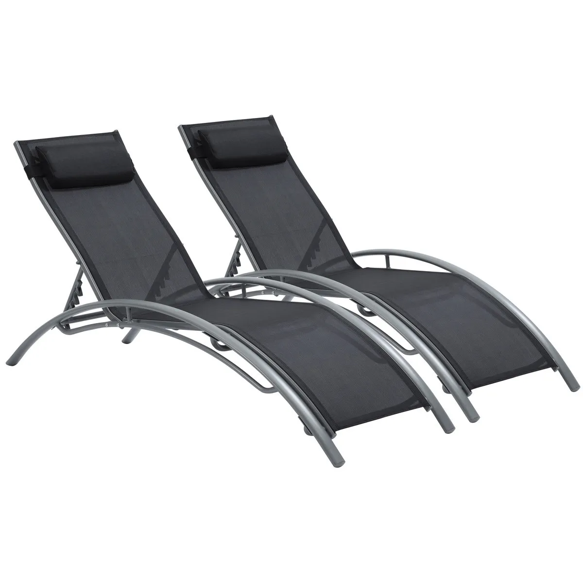 Habitat Et Jardin Noir Lot De 2 Bains De Soleil En Aluminium Beauty [ ]Phoenix[ ]
