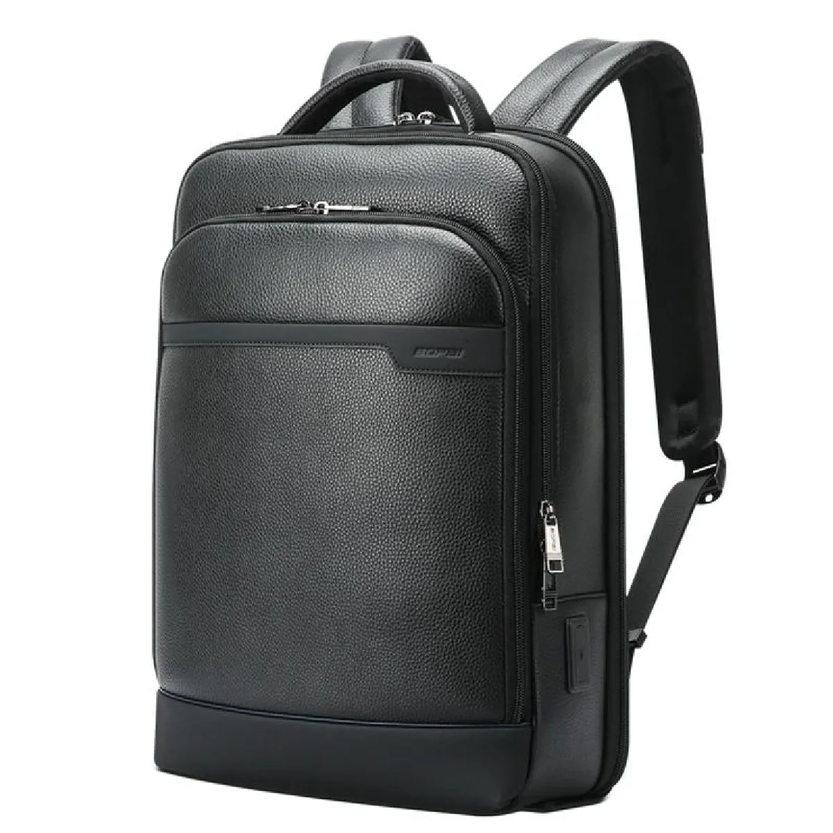 Yonis Noir Sac À Dos Ordinateur Cuir Grande Capacité Usb