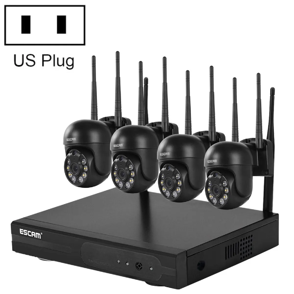 Yonis Noir Camera Surveillance Sans Fil 3Mp Hd Vision Nocturne Audio Bidirectionnel Alarme Detection
