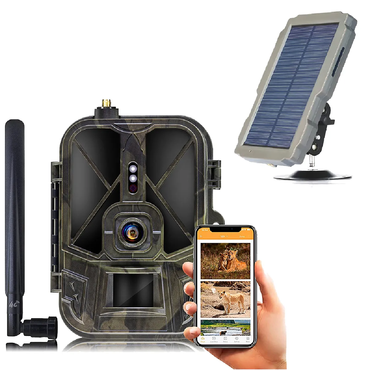 Caméra de Chasse 4G 4K Avec Panneau Solaire + 1 Batterie+