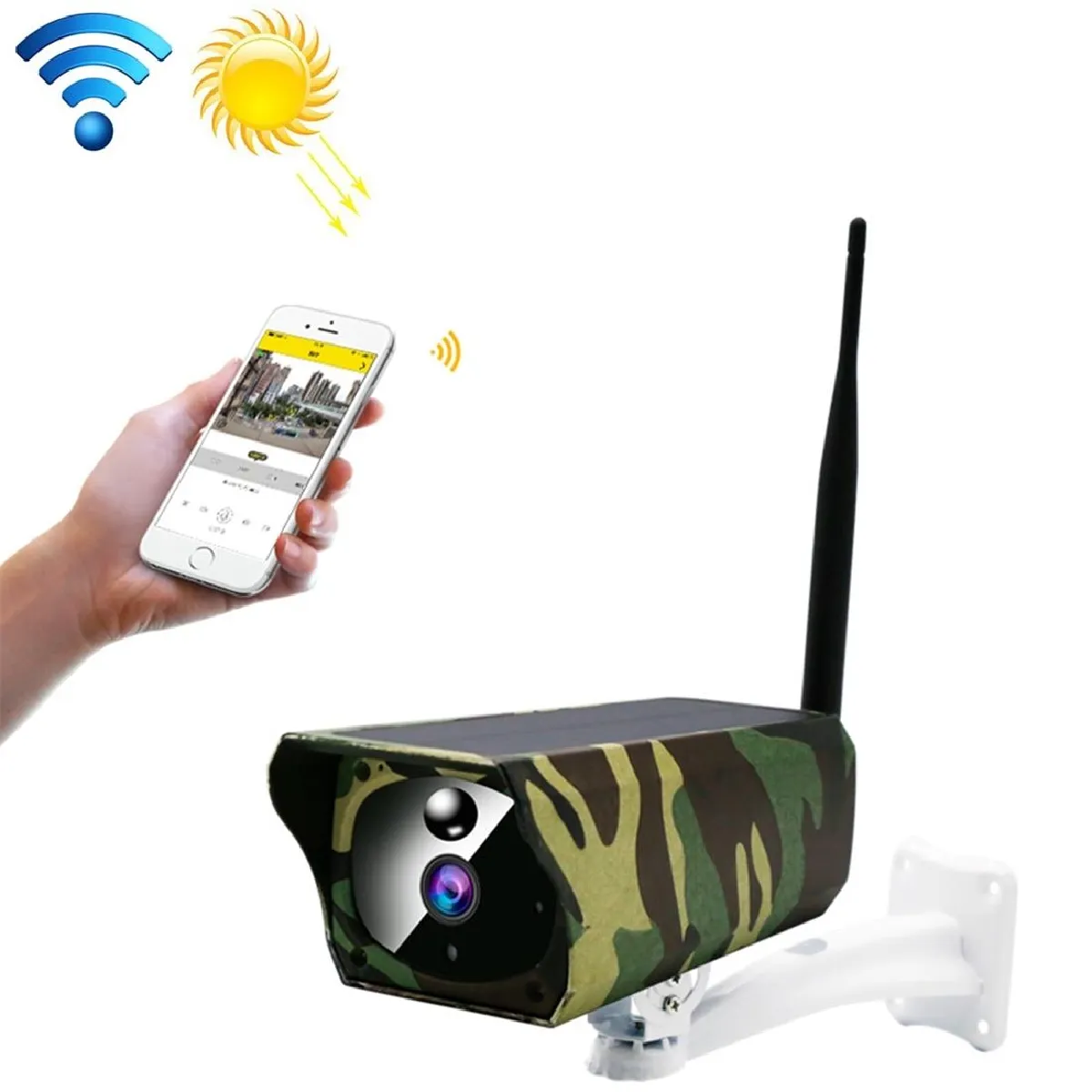 Yonis Camera Surveillance Hd 1080P Vision Nocturne Détection Mouvement Solaire Wifi