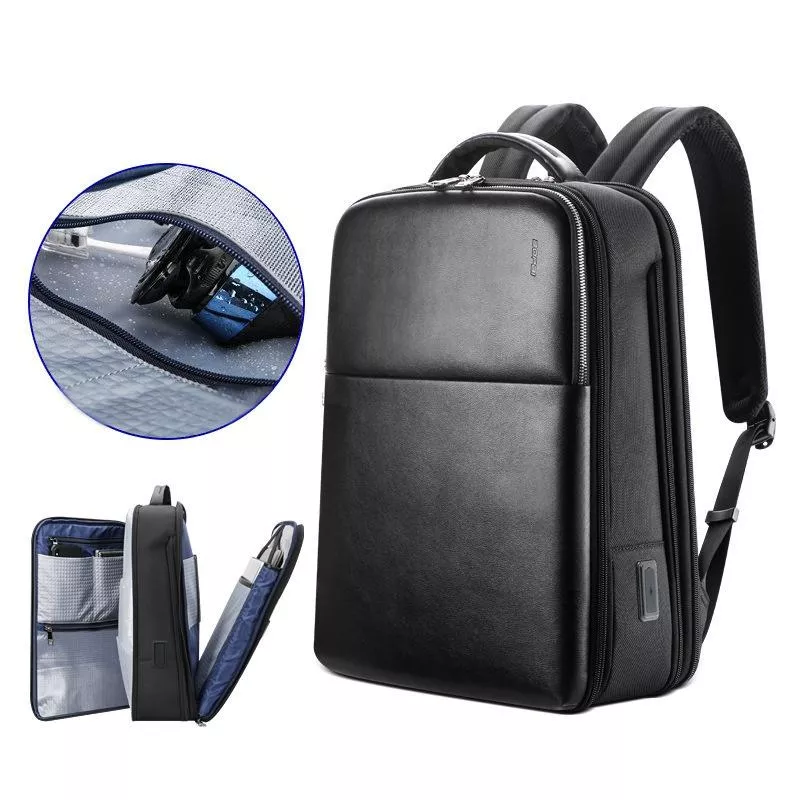 Yonis Noir Sac À Dos Pc Étanche Avec Ports Usb-C
