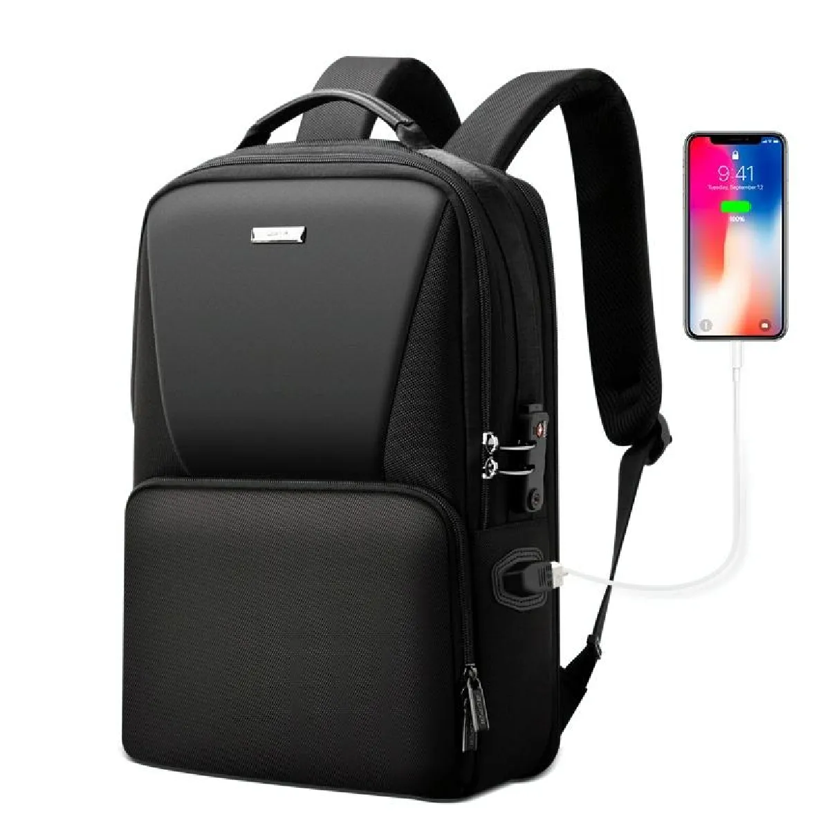 Yonis Noir Sac À Dos Ordinateur Imperméable Antivol