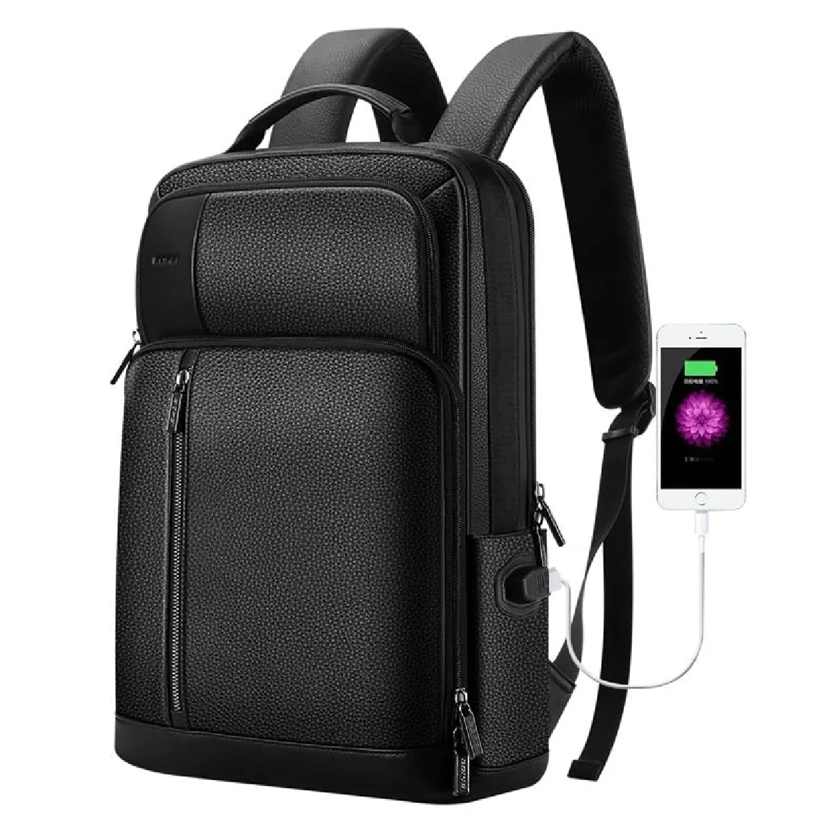 Yonis Noir Sac À Dos Ordinateur Cuir Grande Capacité