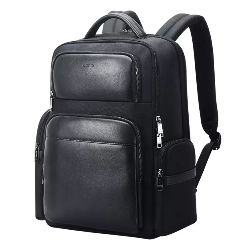 Yonis Noir Sac À Dos Pour Ordinateur En Cuir Véritable