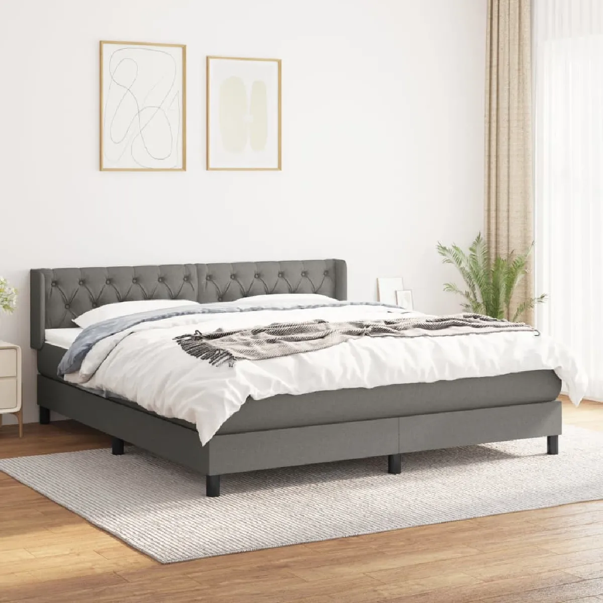 vidaXL Sommier à lattes de lit avec matelas 160x200cm Tissu - vue 6