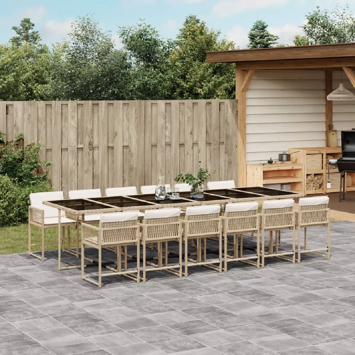vidaXL Ensemble à manger de jardin 13 pcs - vue 10