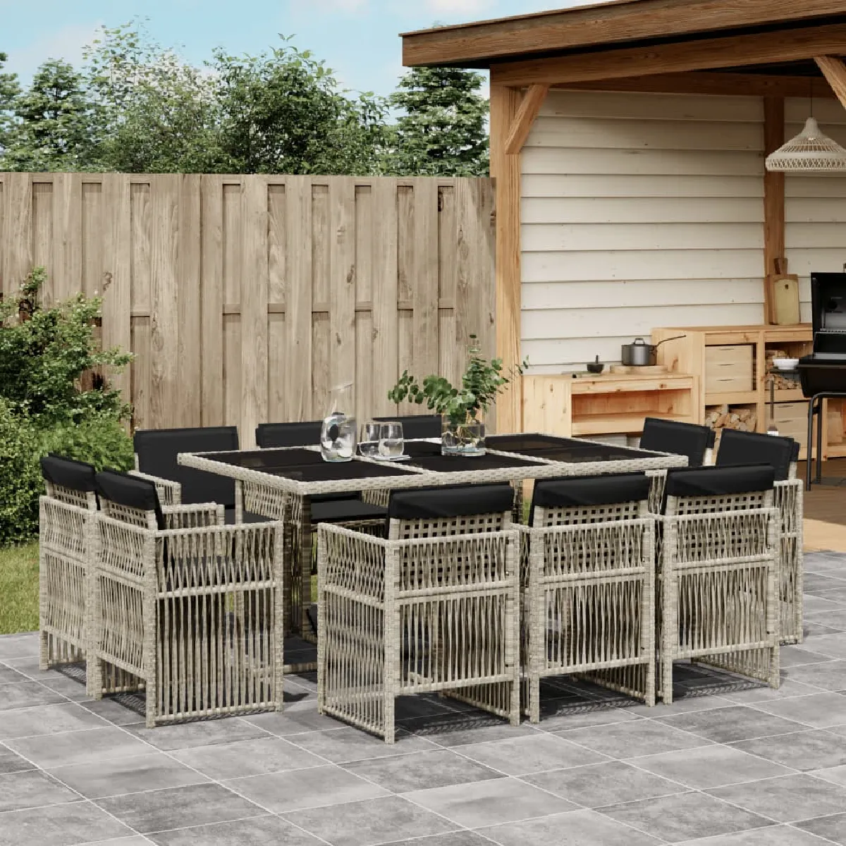 VIDEXL Ensemble à manger de jardin 11 pcs - vue 2