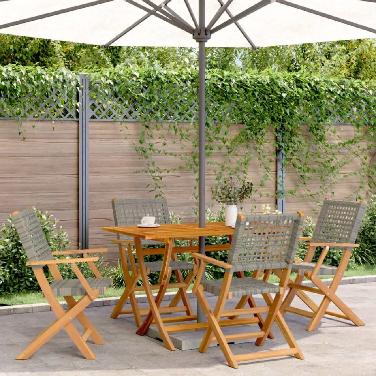 vidaXL Ensemble à manger de jardin coussins 5pcs Résine tressée 3278021 - vue 10