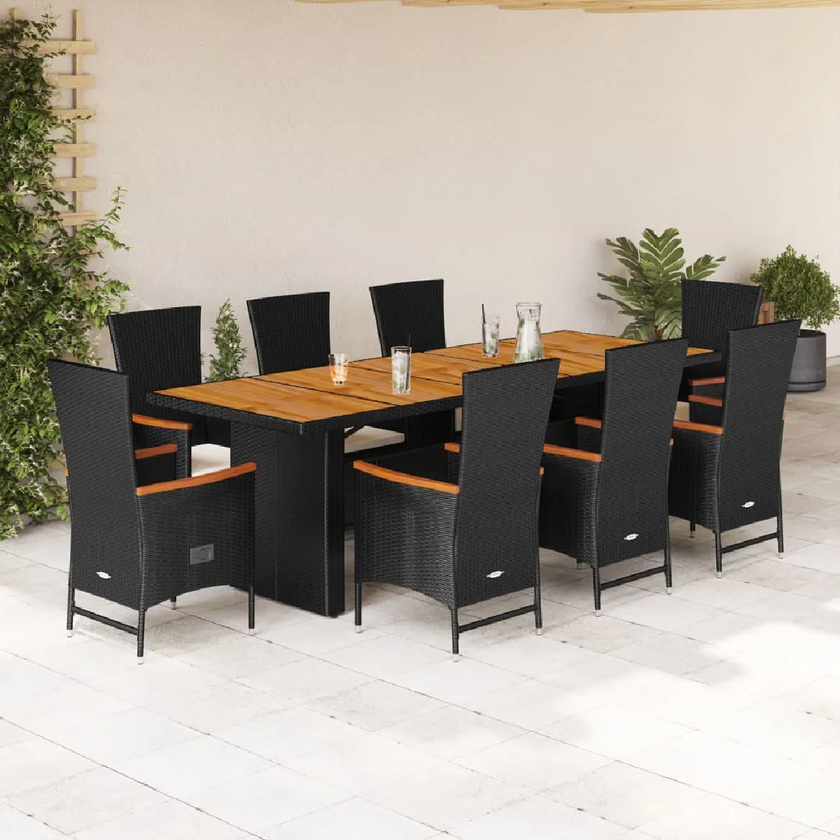 vidaXL Ensemble à manger jardin 9 pcs - vue 4