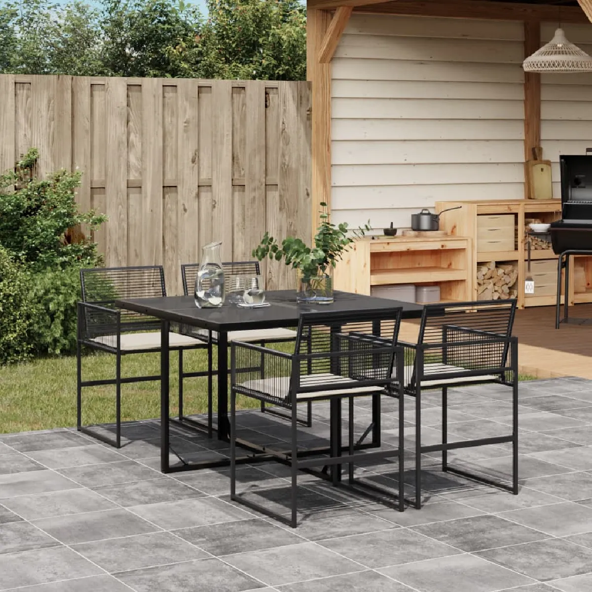 vidaXL Ensemble de jardin 5 pcs - Noir
