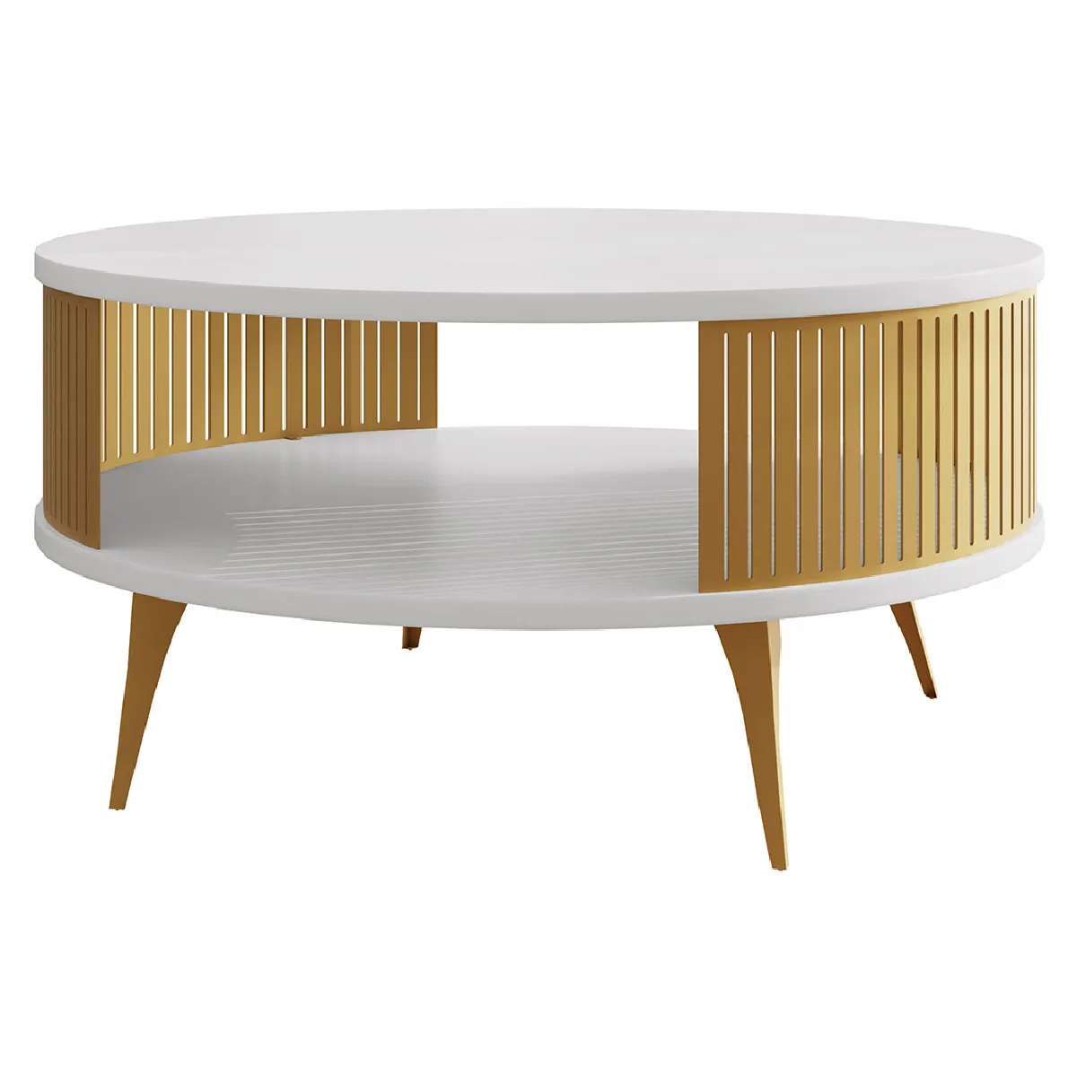 Meilleurs prix pour Bestmobilier Table basse ronde - Blanc doré
