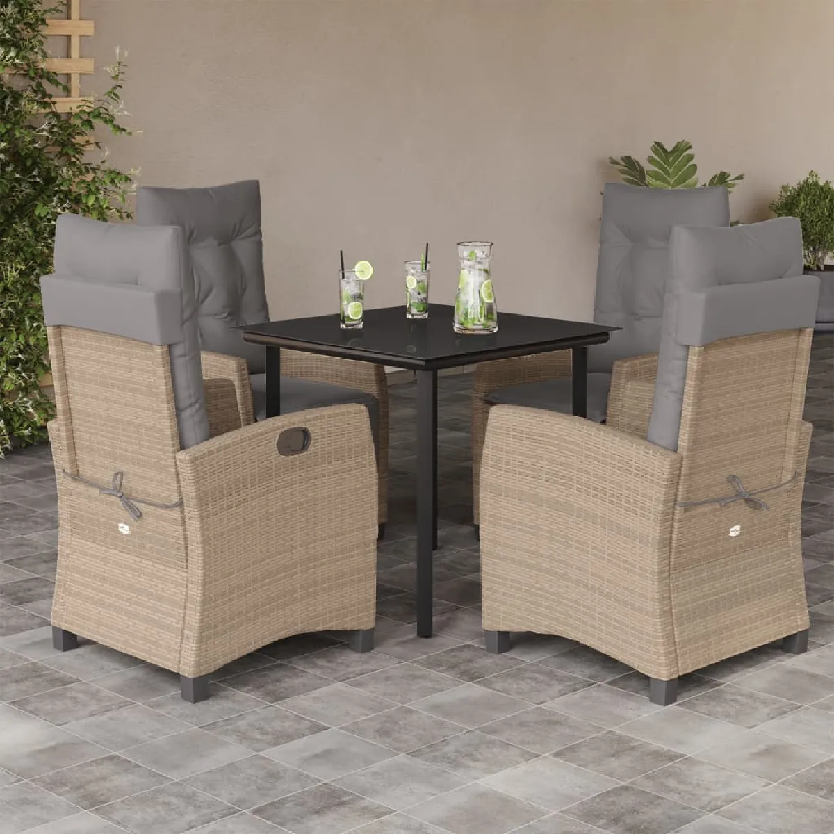 Vidaxl Gris Ensemble À Manger 5 Pcs