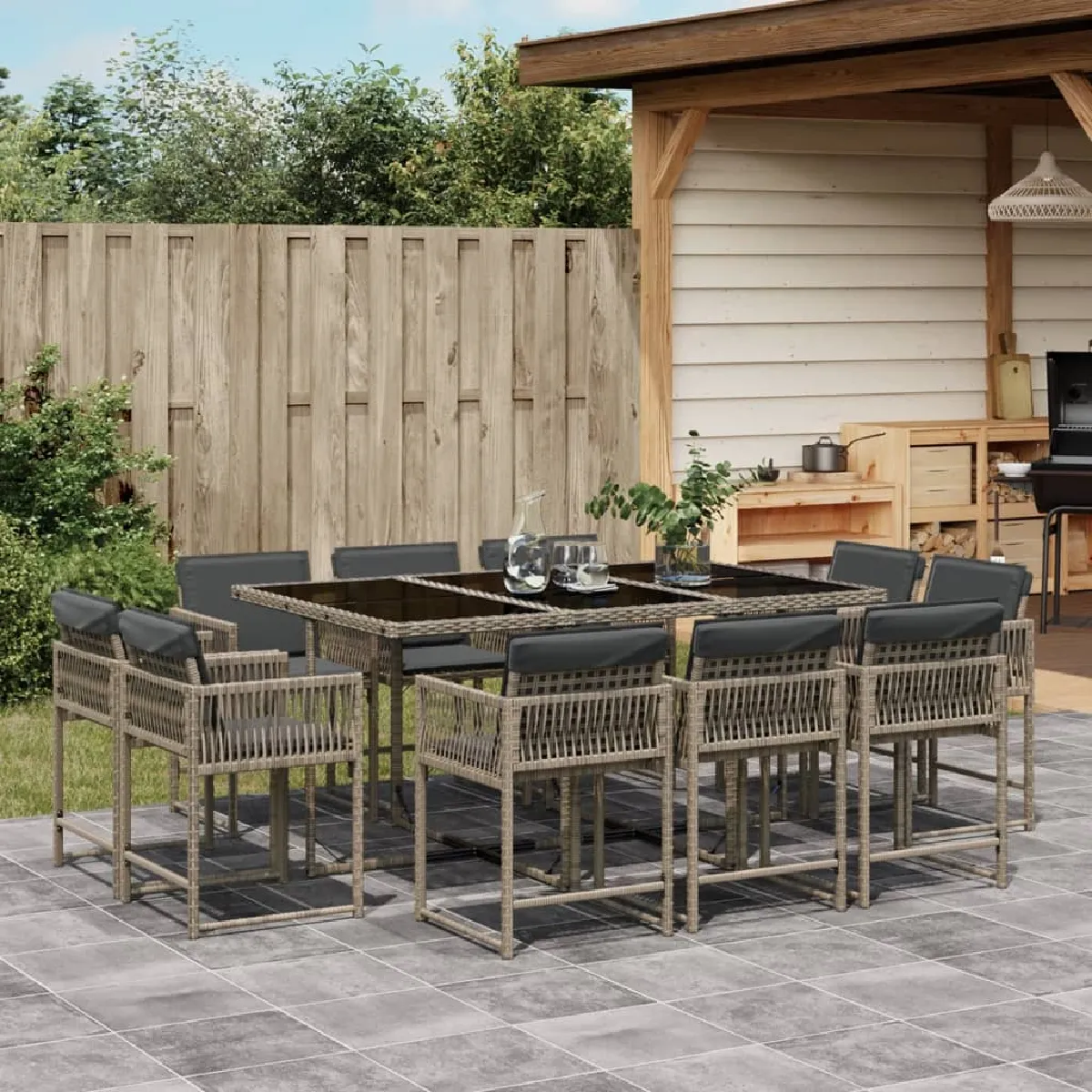 VIDAXL Ensemble à manger jardin 11pcs - vue 2