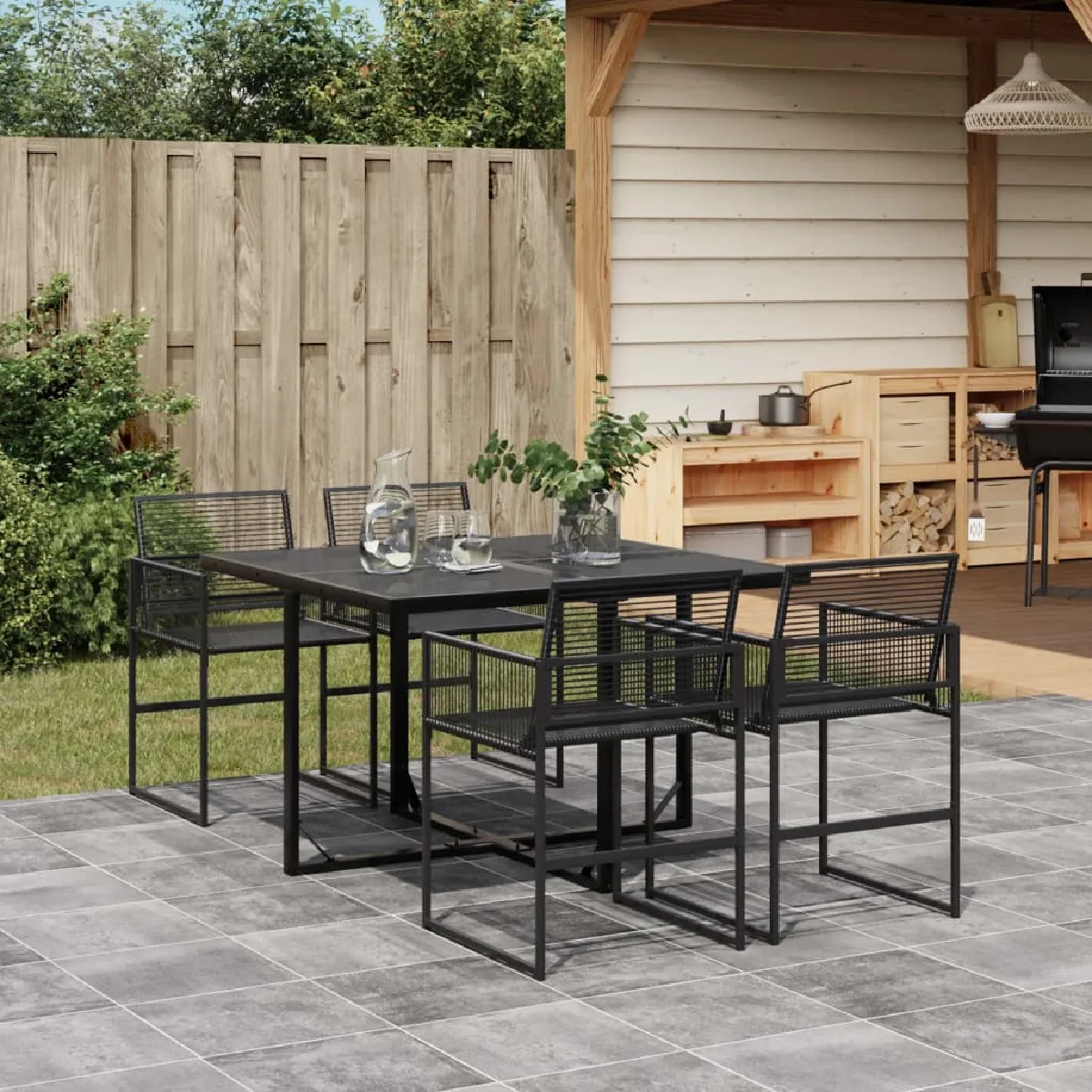 vidaXL Ensemble à manger de jardin coussins 5pcs Résine tressée 3278021 - vue 8