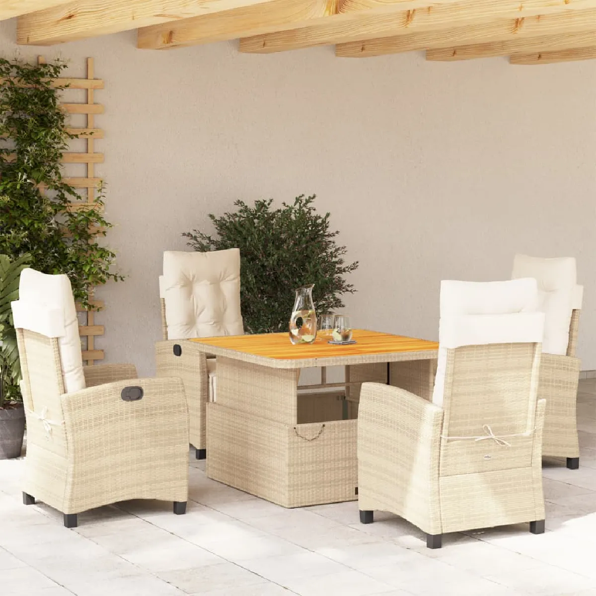 vidaXL Ensemble à manger 5 pcs poly rotin - vue 4