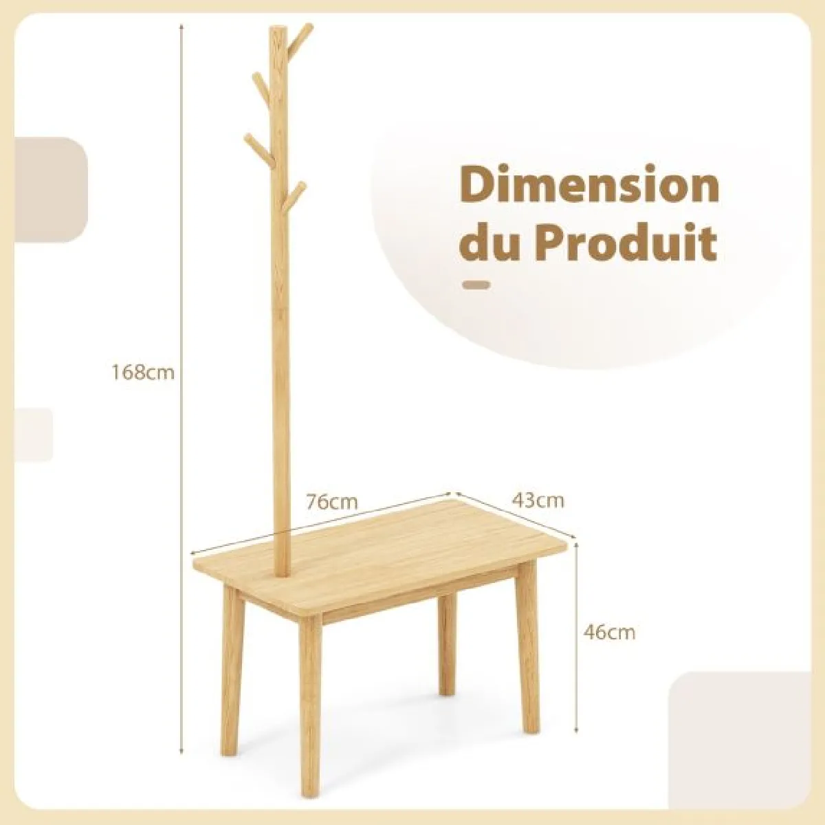 Comparer les prix de Table d'appoint avec porte-manteau en bois massif