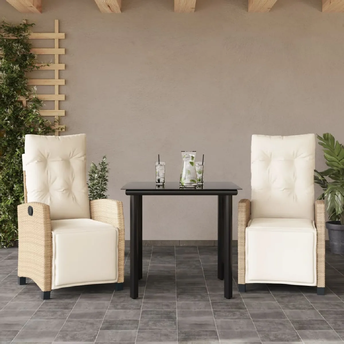 vidaXL Ensemble de Salle à Manger de Jardin 3 pcs Mobilier à Dîner Table et Chaises de Repas Meubles de Terrasse Patio 3099401 - vue 8