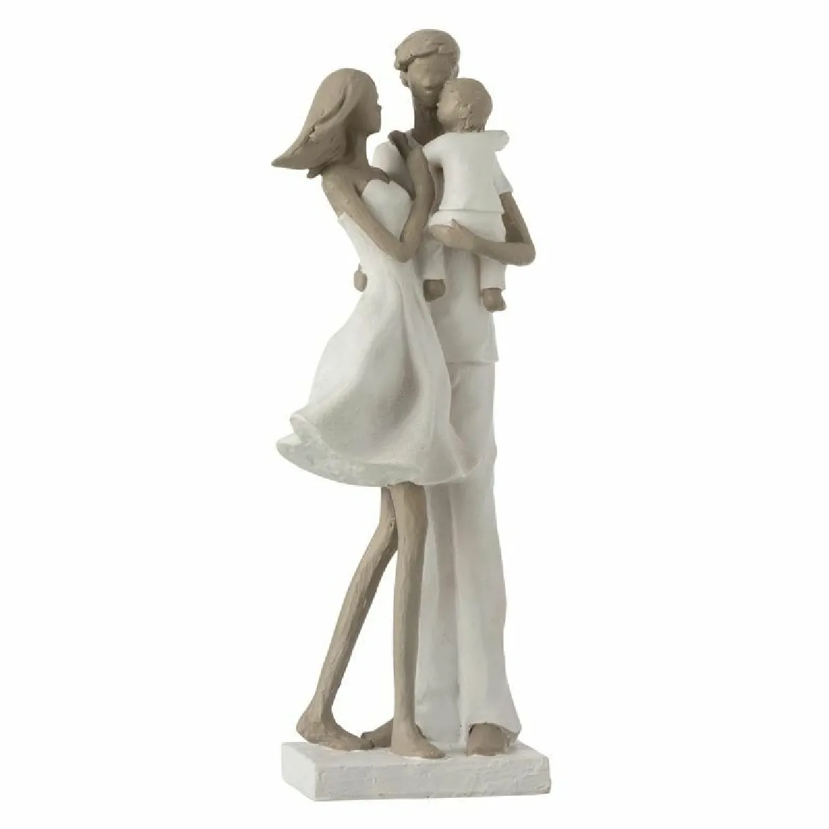 GENERIQUE - Statuette Déco Couple avec Enfant - Objet de décoration - 31cm - Blanc - Image 2