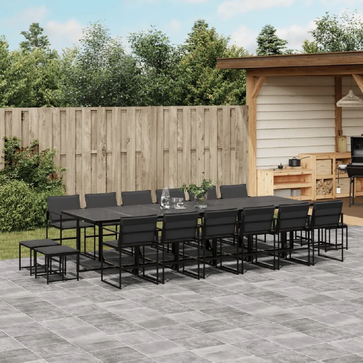 vidaXL Ensemble à manger de jardin 17 pcs - vue 3