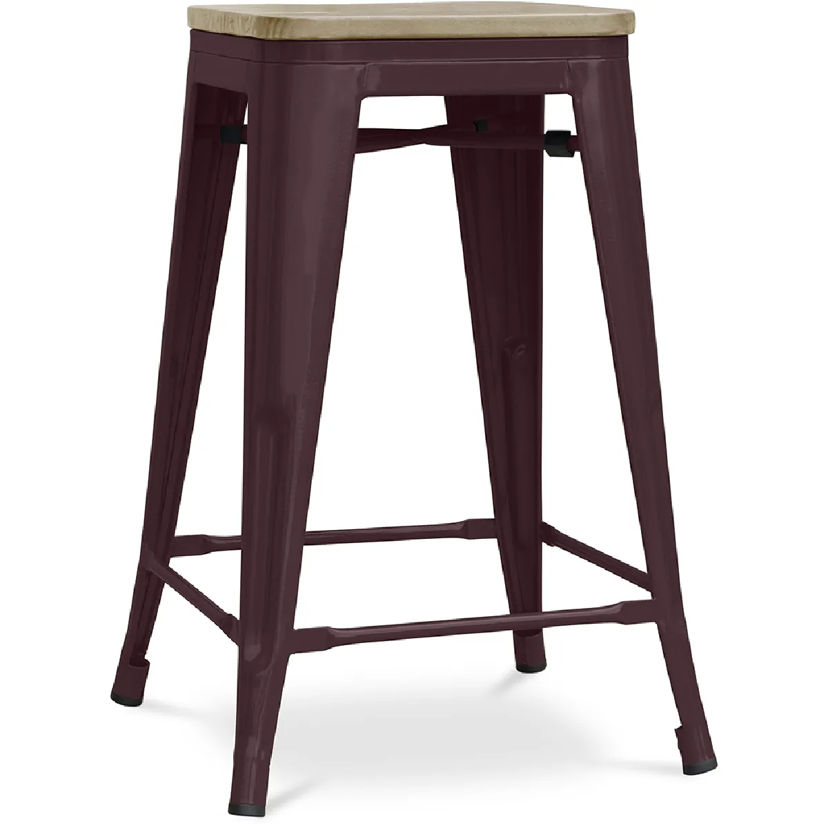 Tabouret de bar design industriel - bois et acier - 61cm - Stylix Bronze