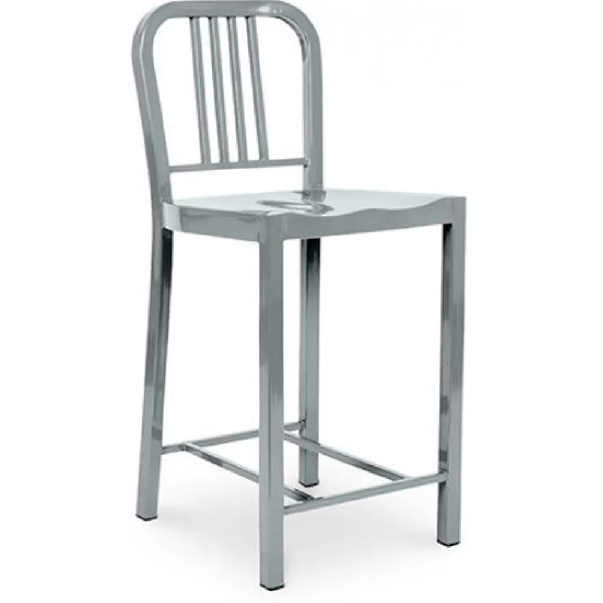 Tabouret Design avec Dossier - 60cm - Jadon Argenté