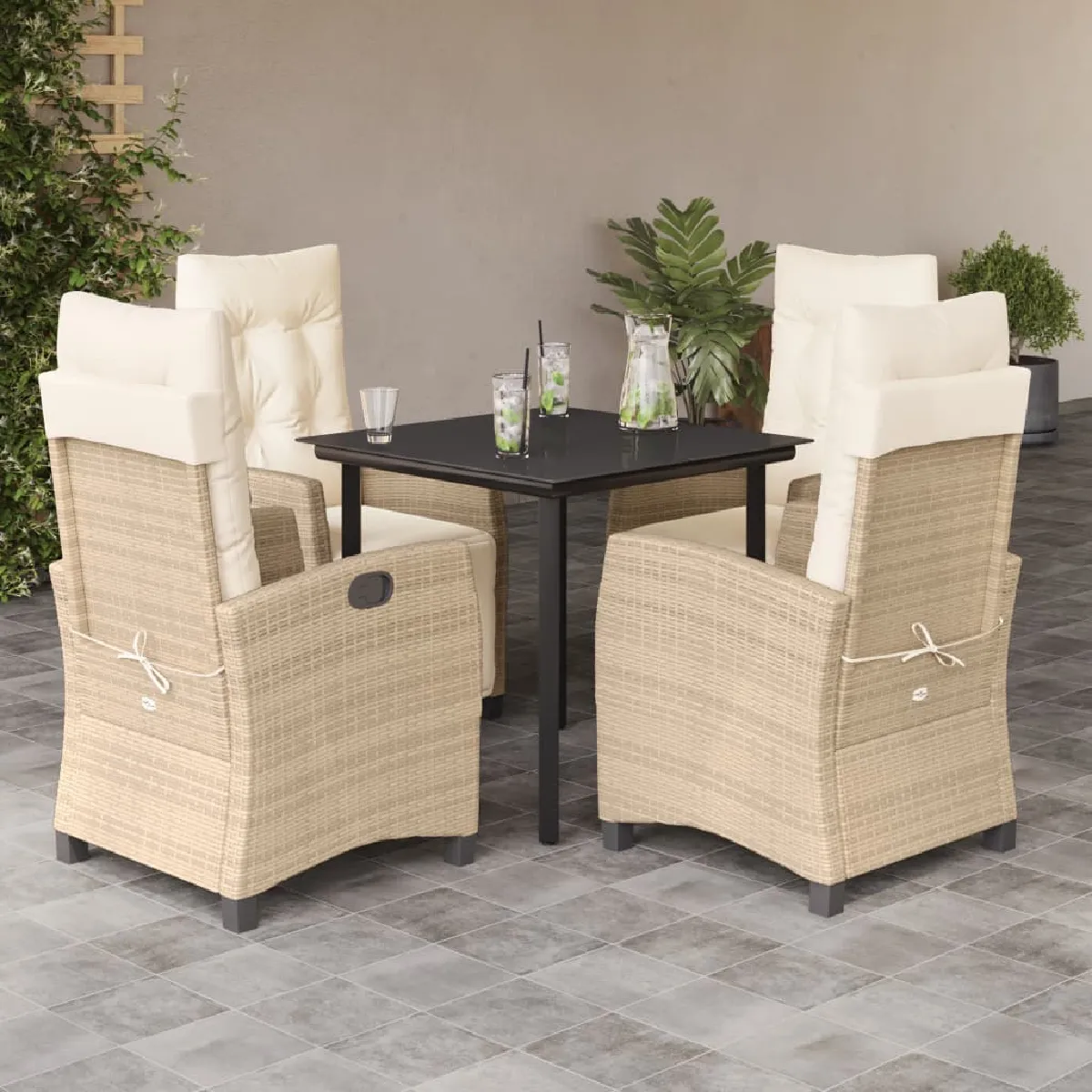 Vidaxl Beige Ensemble À Manger De Jardin