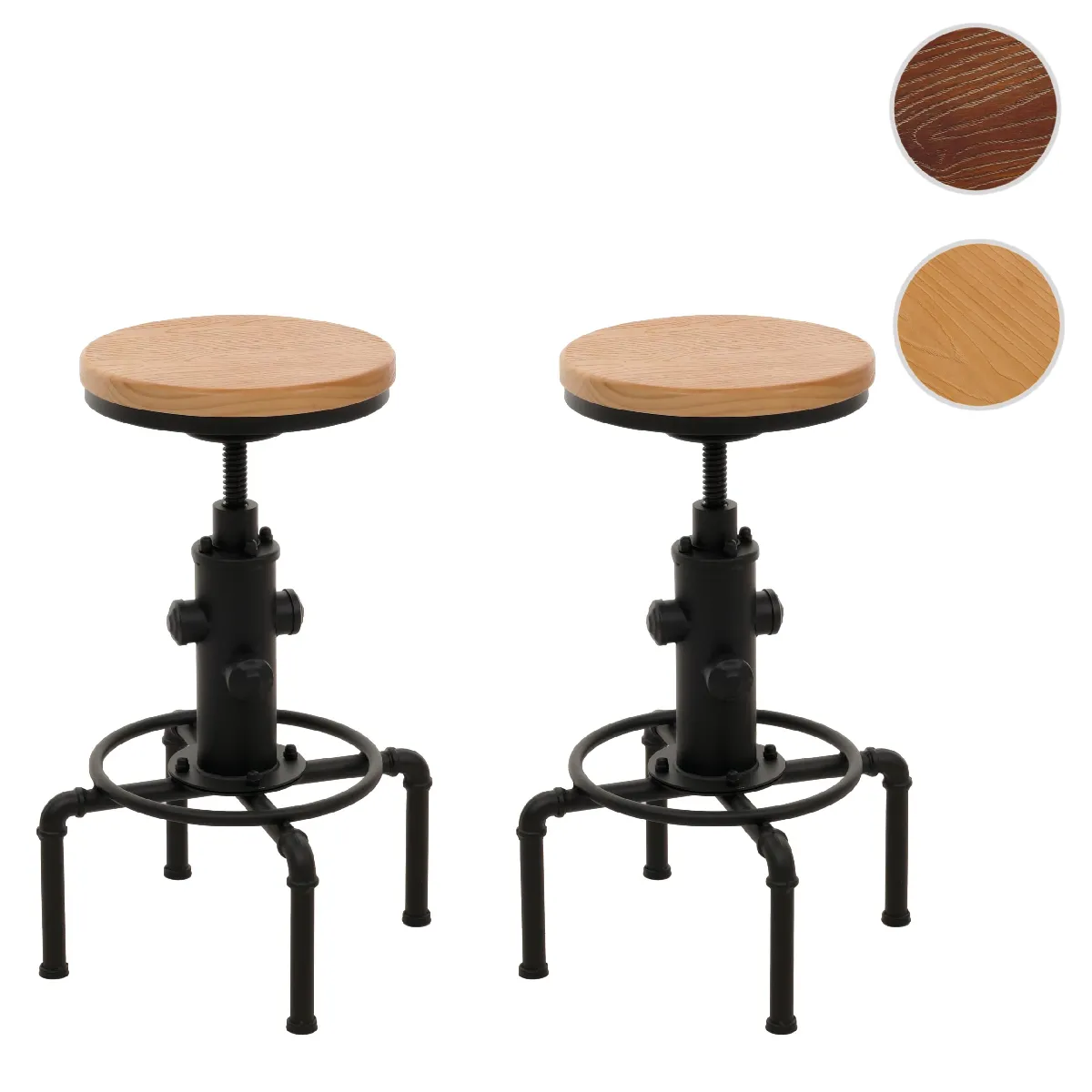 Mendler Tabouret de bar industriel - Marron Mendler Tabouret de bar industriel - Marron