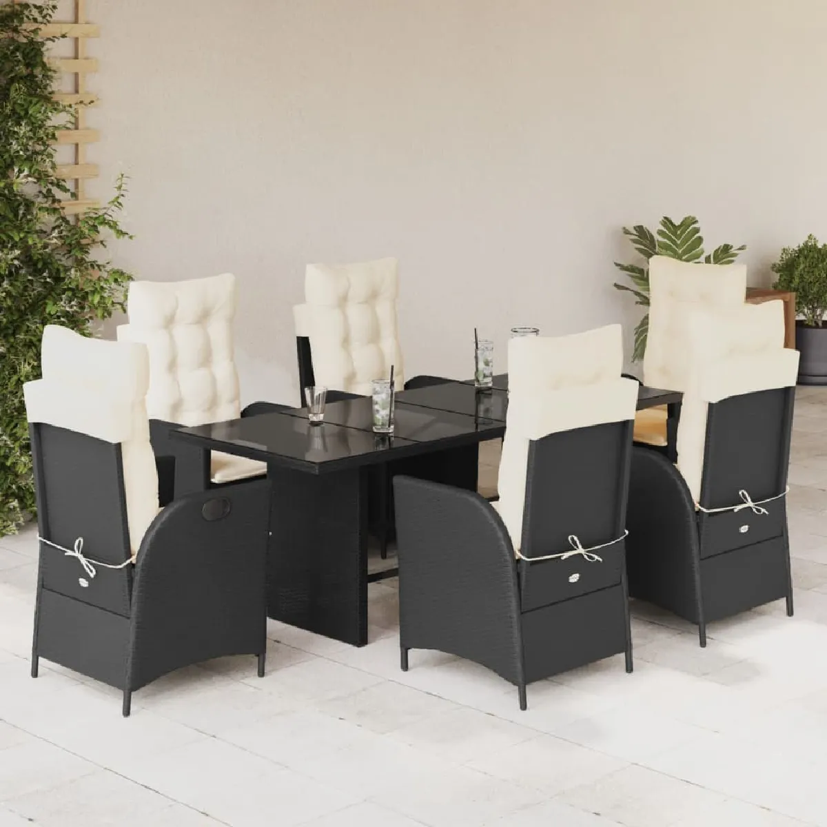 vidaXL Ensemble à manger de jardin coussins 7pcs - vue 2