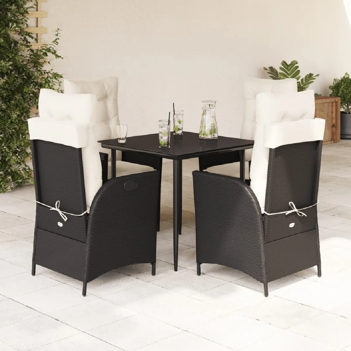 vidaXL Ensemble à manger jardin Résine tressée Noir