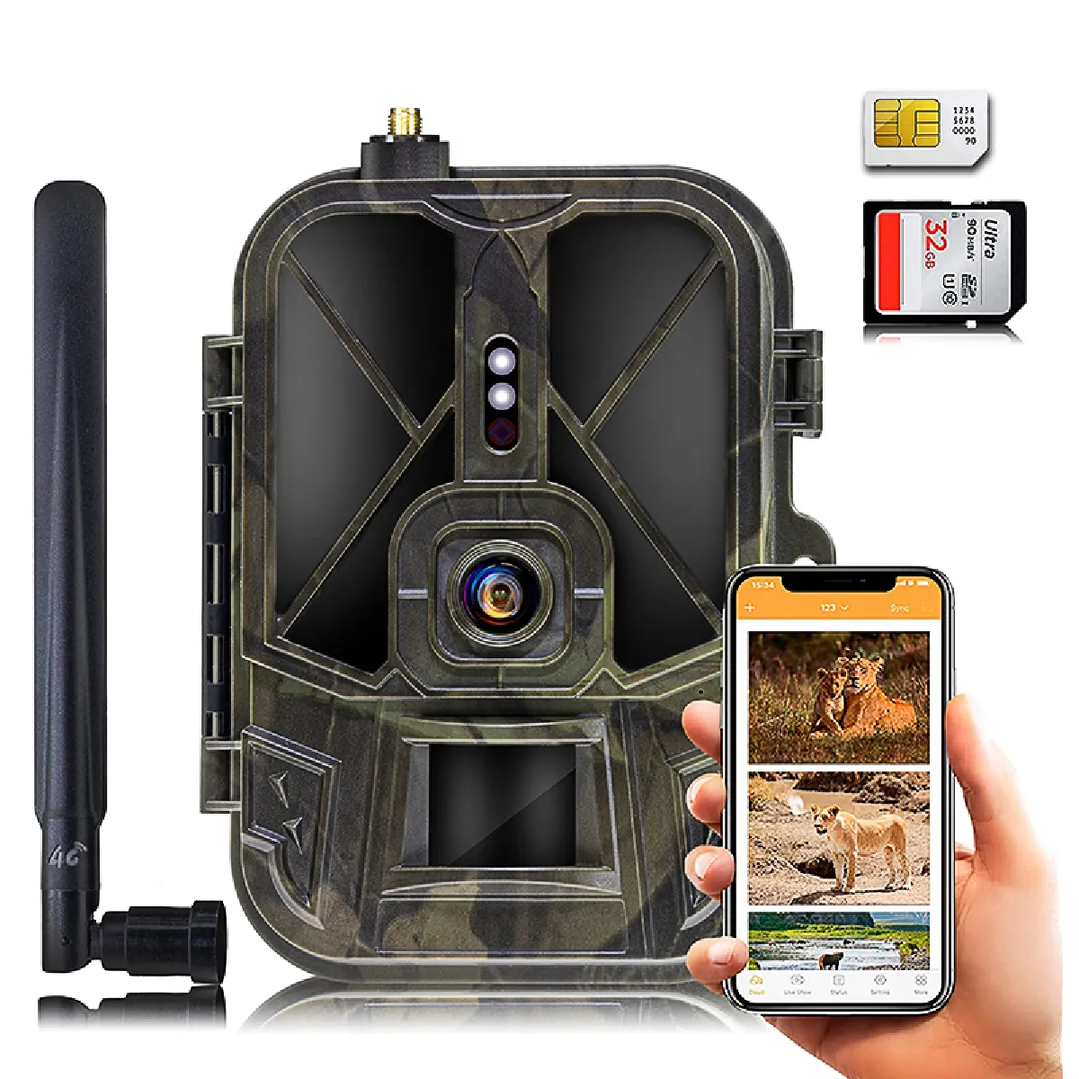 Caméra de Chasse 4G 4K + Chargeur + 2 Batteries+