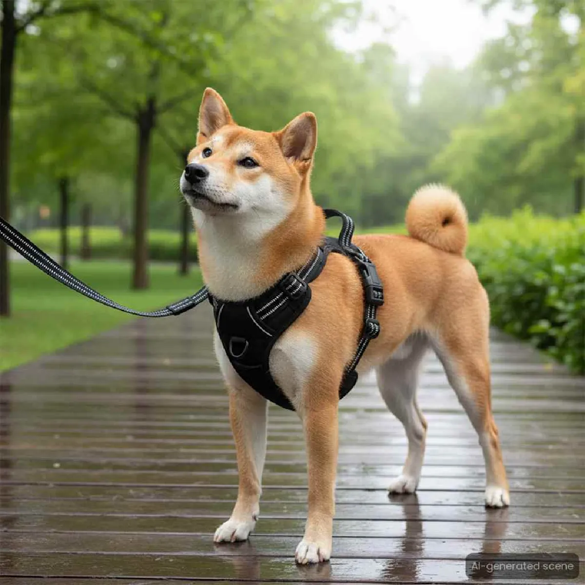 Comparer les prix de vidaXL Harnais pour chien avec laisse et collier réglables bleu M