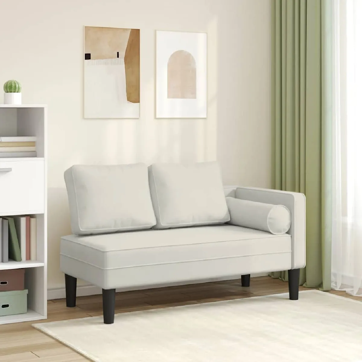 vidaXL Chaise longue avec coussins crème velours canapé rembourré canapé pour chambre à coucher canapé à 2 places 4007578