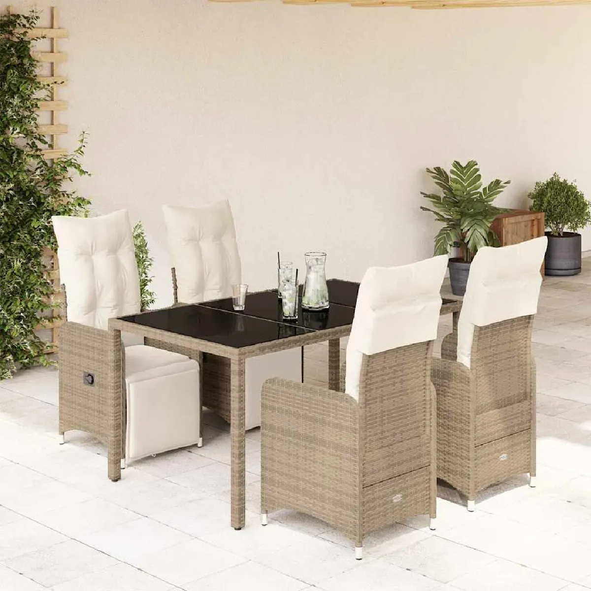 vidaXL - Ensemble de bistro de jardin - 5 pièces - Marron - Image 3