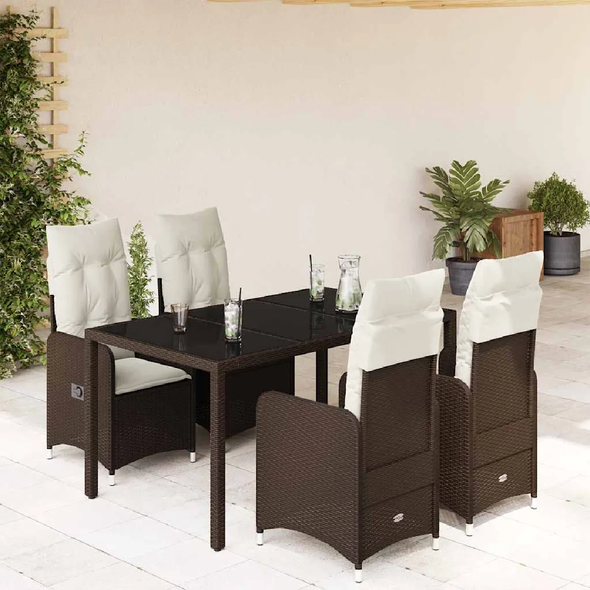 vidaXL Ensemble de bistro de jardin 5 pcs marron