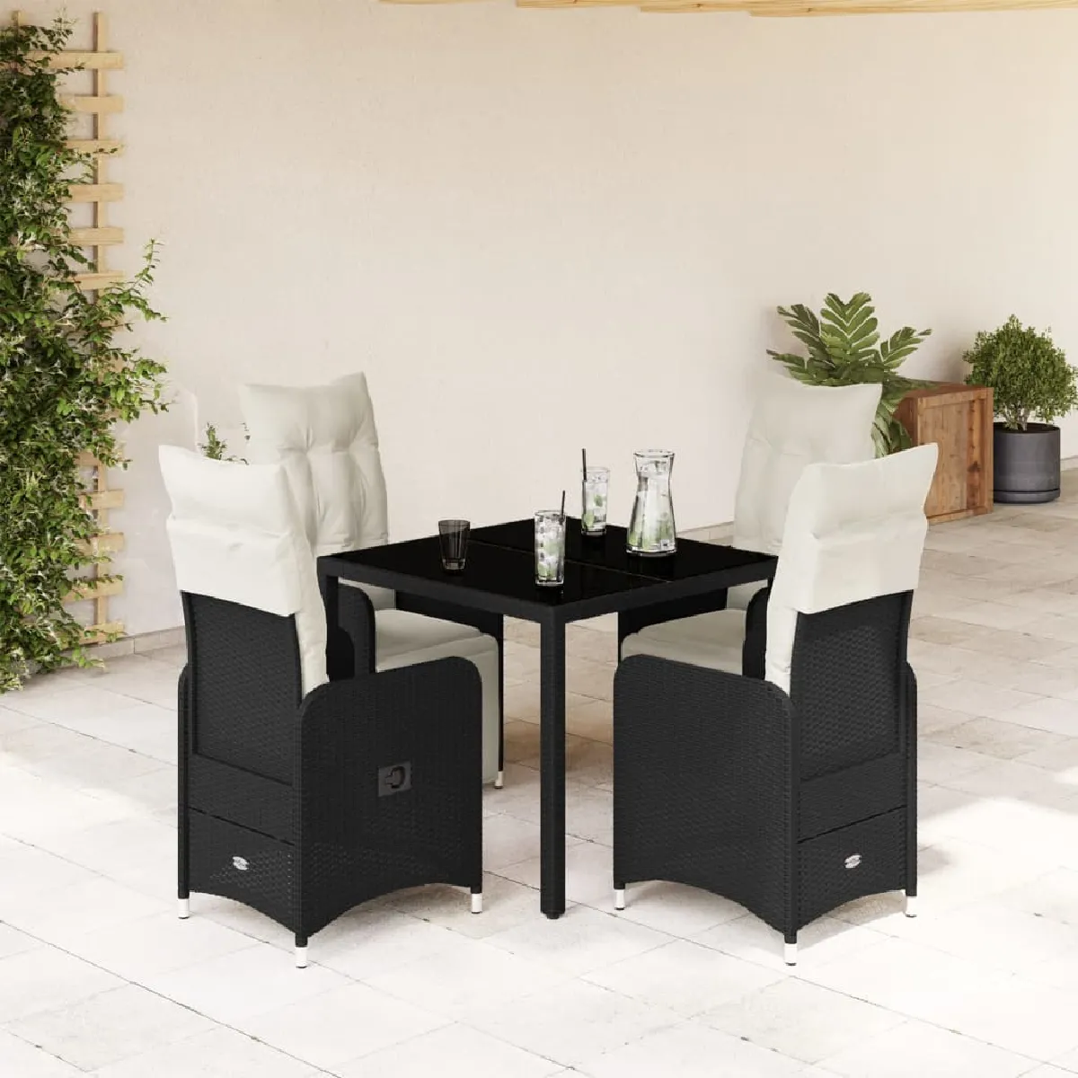 VIDAXL - Ensemble de bistro de jardin - 5 pcs - Noir - Image 3