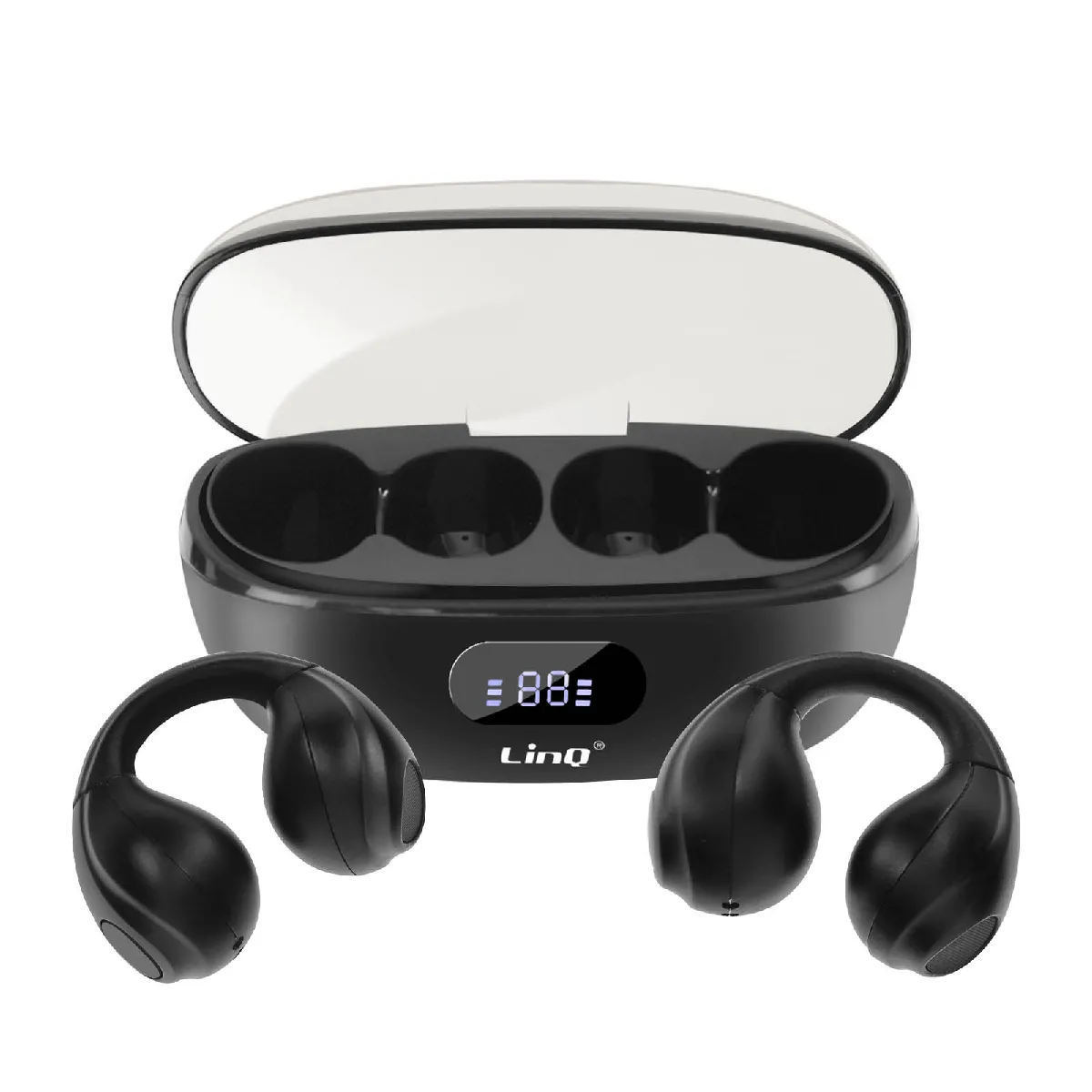 Ecouteurs Bluetooth Conduction A&eacute;rienne Sans Fil Design Clip On Micro Noir