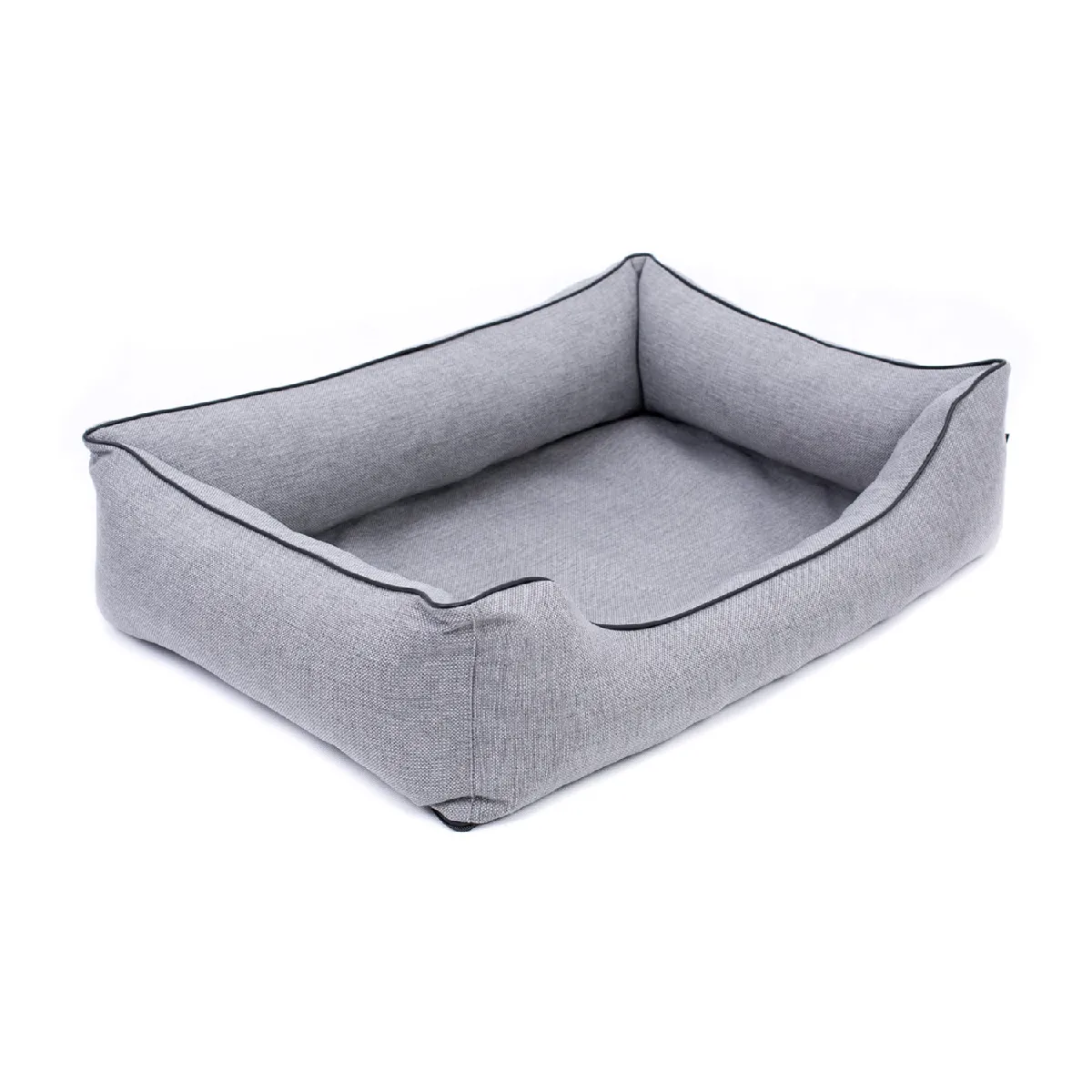 Panier pour chien, Mestizo, lit orthopédique, 80x60cm, gris clair, bordure noir, Mallorca SMO-GRA-B-2