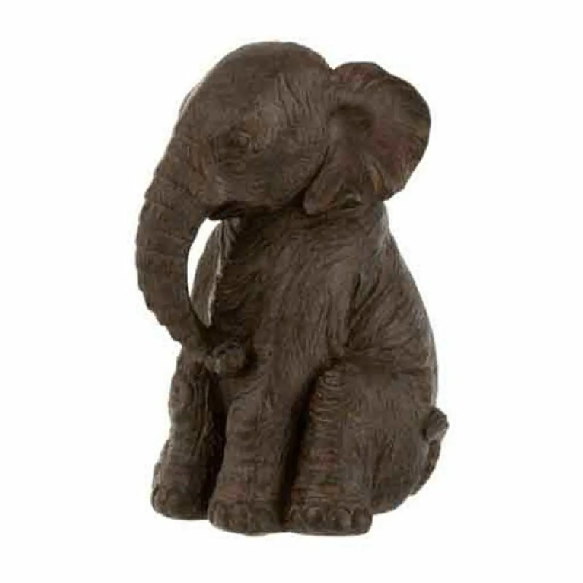 Non Communiqué Marron Statuette Déco Éléphant Assis 23Cm - Image 2