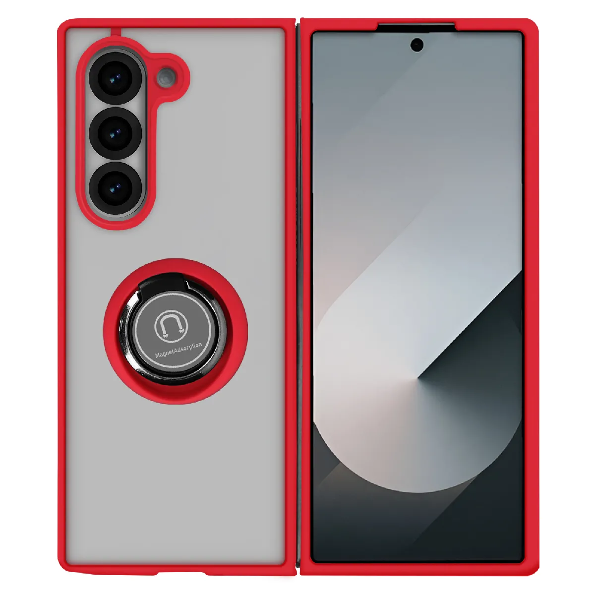 Avizar Rouge Coque Pour Galaxy Z Fold 6 Antichoc Avec Bague Support Magnétique