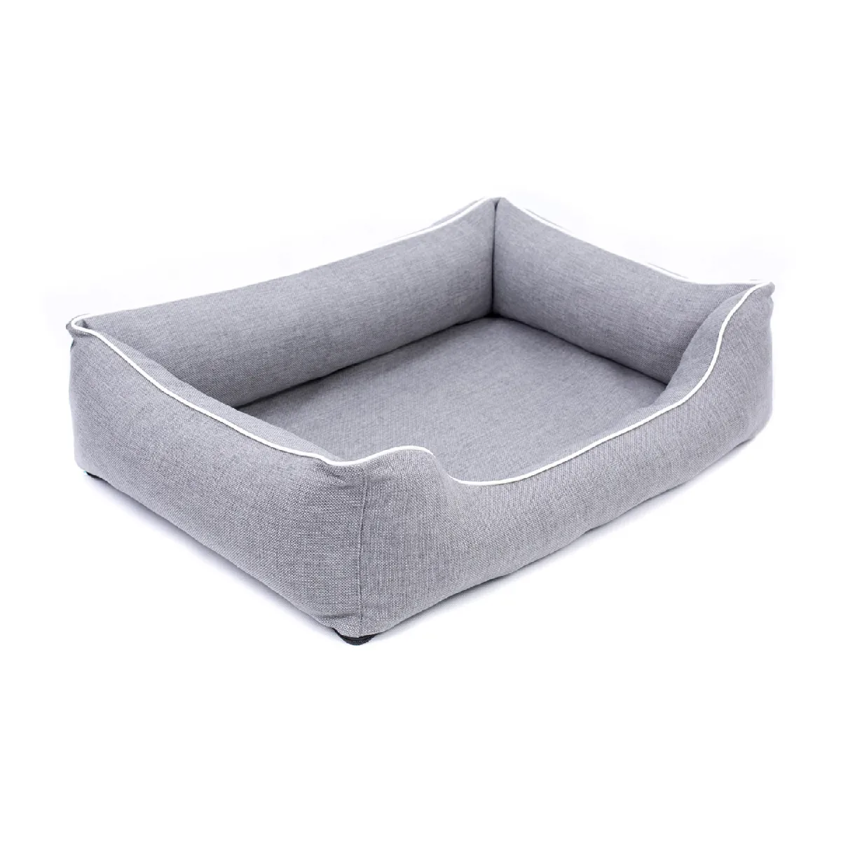 Panier pour chien, Mestizo, lit orthopédique, 100x75cm, gris clair, bordure blanche, Mallorca SMO-GRA-W-3