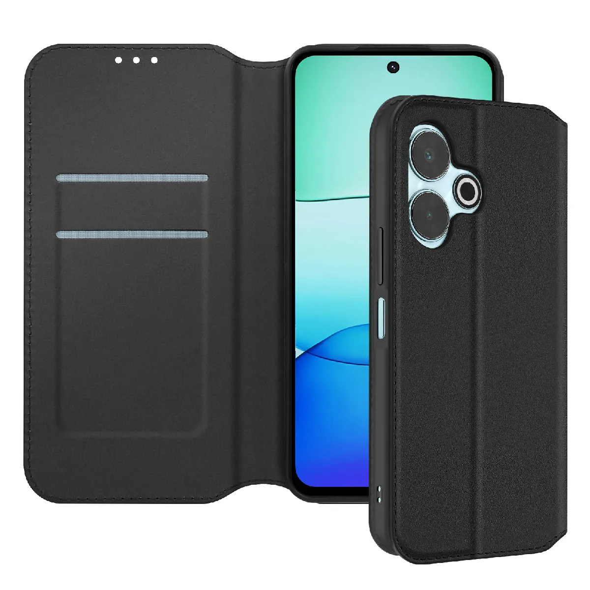 Avizar Noir Étui Pour Xiaomi Redmi 13 Clapet Porte-Cartes Et Support Vidéo
