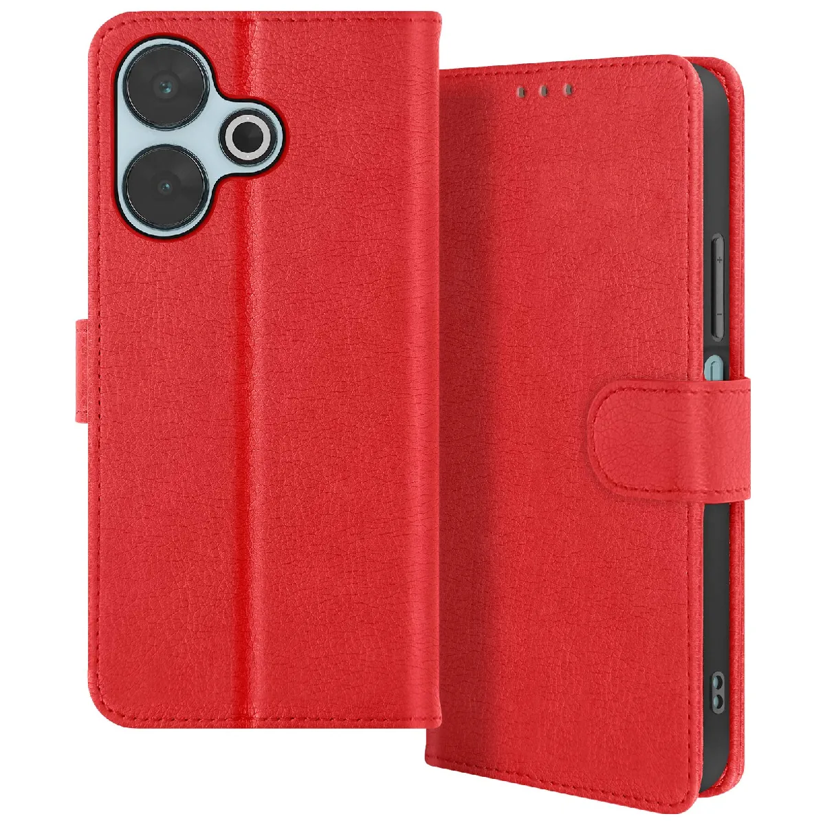 Avizar Rouge Étui Pour Xiaomi Redmi 13 Clapet Portefeuille Et Support Vidéo