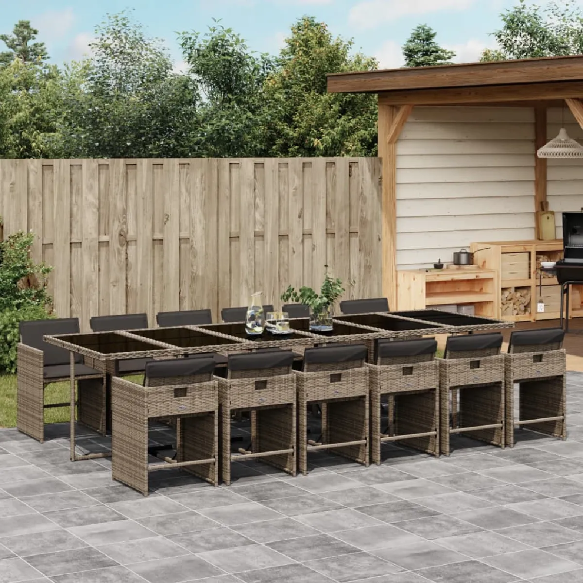 vidaXL Ensemble à manger de jardin 13 pcs - vue 7