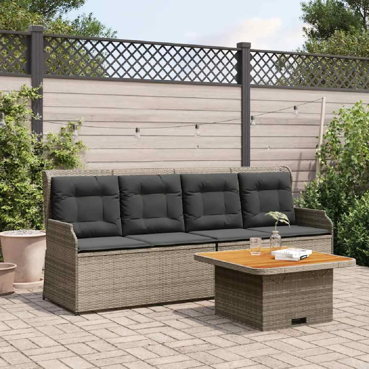 VIDAXL Salon de jardin 3 pcs Crème - vue 8