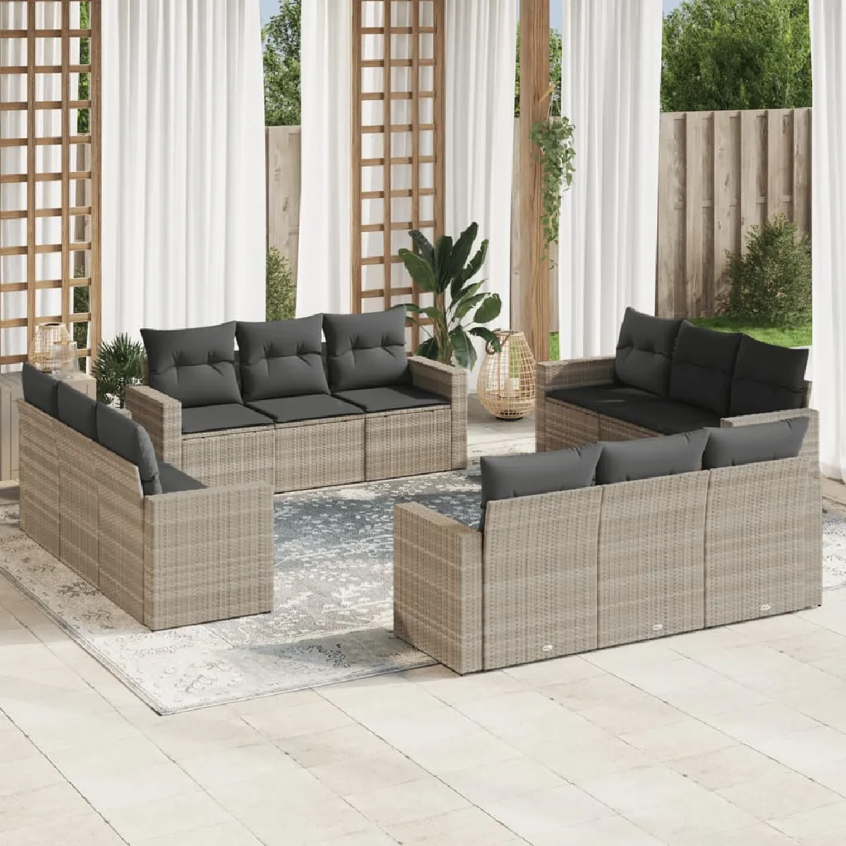vidaXL Ensemble de jardin 12 pcs avec coussins Résine Tressée - vue 2
