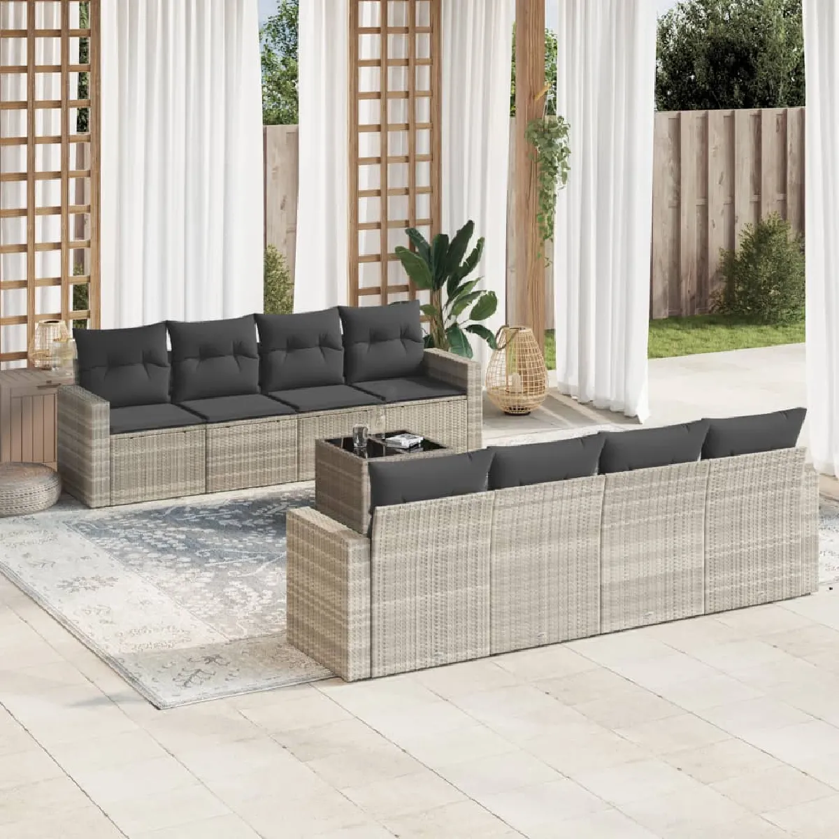 vidaXL Salon de jardin 9pcs Résine Tressée - vue 4