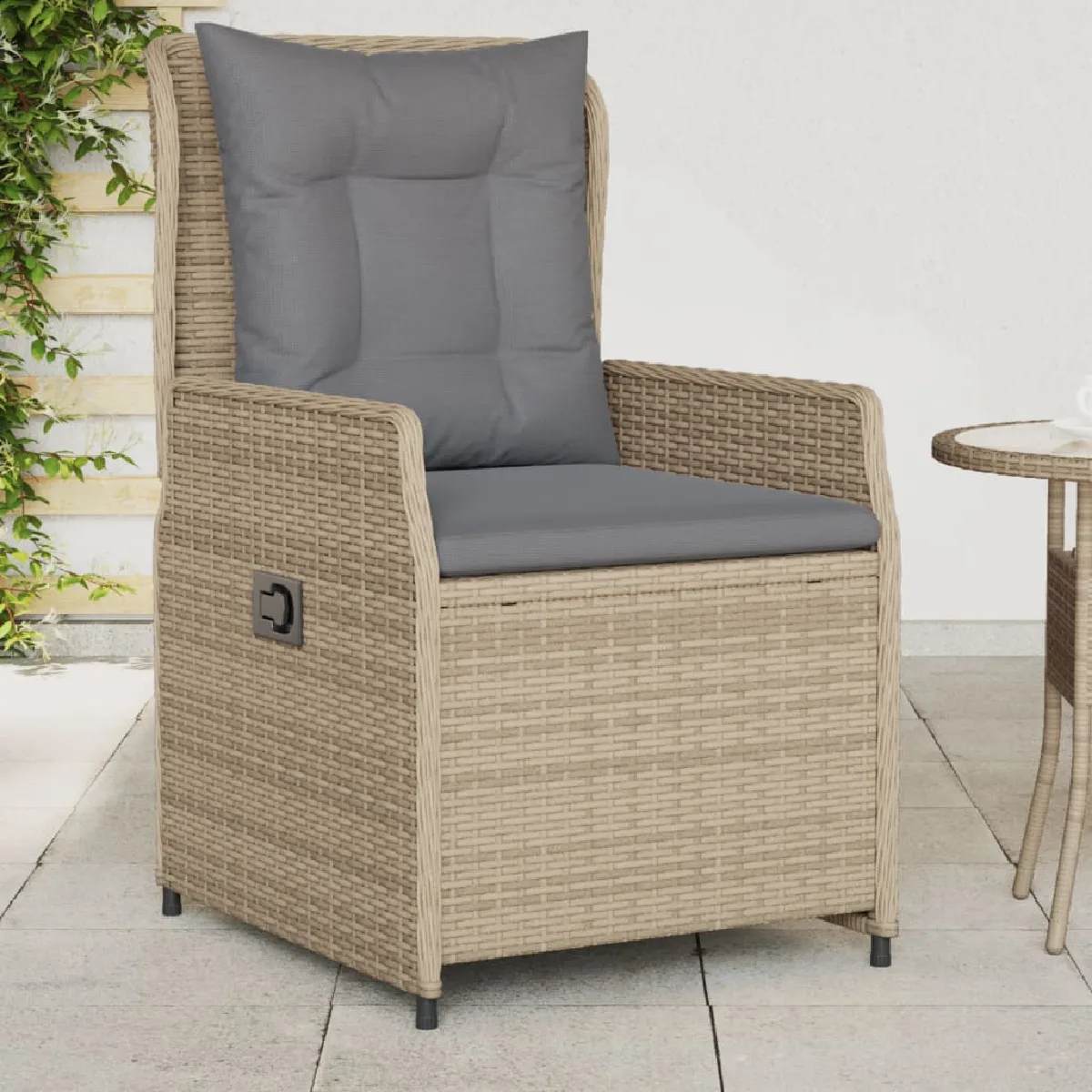 vidaXL Chaise inclinable de jardin avec coussin Résine tressée - vue 2